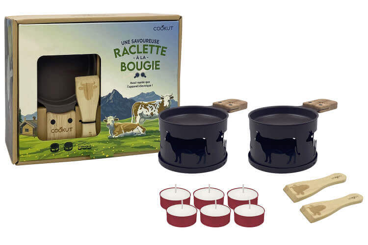 Service à raclette à la bougie Cookut Lumi édition limitée services poêlons et spatules pour 2