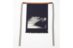 Tablier de cuisine japonais Anything Maekake Hokusai Mont Fuji rouge