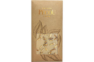 Tablette de chocolat blanc doré Pécou L'Exquise aux amandes salées - 100g
