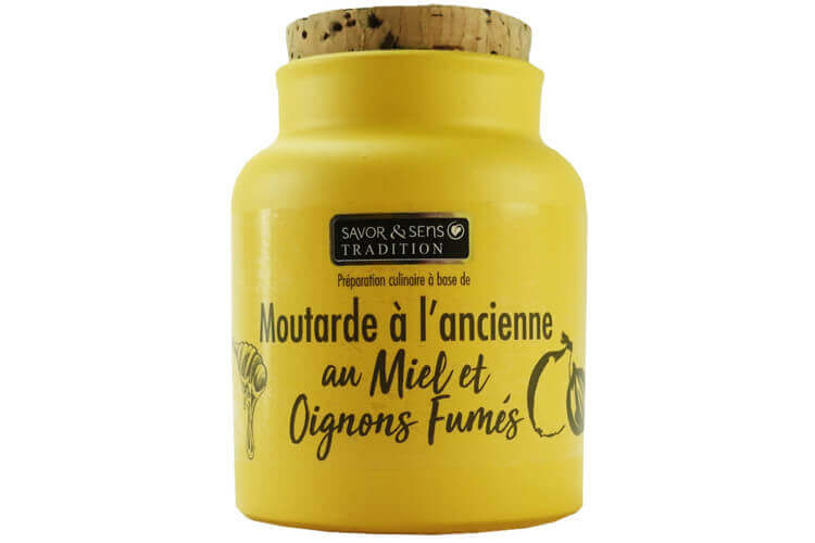 Moutarde à l'ancienne Savor&Sens au miel et aux oignons fumés - 110g
