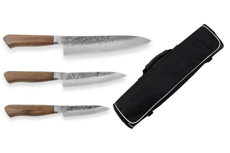 Wusaki Nogami BS2 carbone - Couteau japonais d'office 9cm noyer