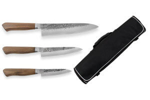 Mallette de 3 couteaux japonais artisanaux Wusaki Nogami