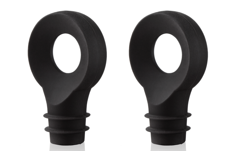 Set de 2 bouchons arrondis Vacu vin noir