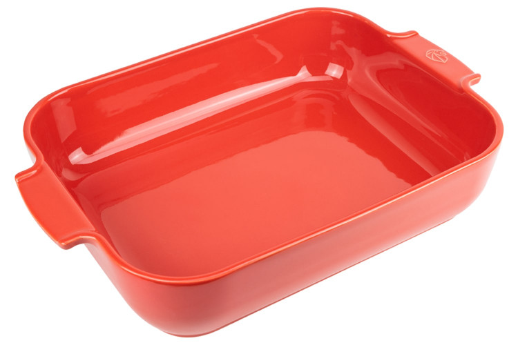 Plat four rectangle Peugeot Appolia en c&eacute;ramique rouge 33x25,7x7,5cm