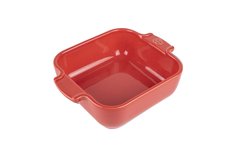 Plat four individuel carr&eacute; Peugeot Appolia en c&eacute;ramique rouge 13x13x4,5cm