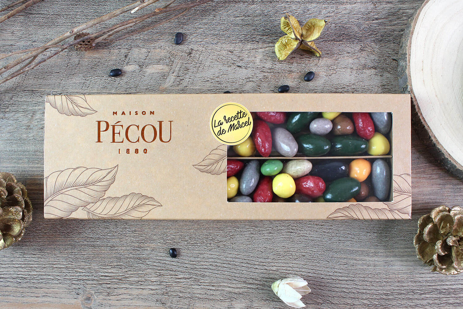 Assortiment Liquicroc Pécou : chocolats pulpe de fruits et caramel