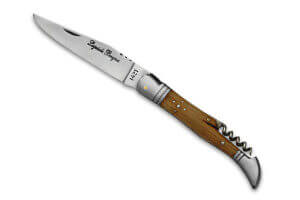Couteau pliant Laguiole Bougna 12cm bois de teck + tire bouchon