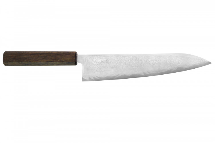 Couteau de chef japonais artisanal Wusaki Unagi AUS10 21cm manche chêne