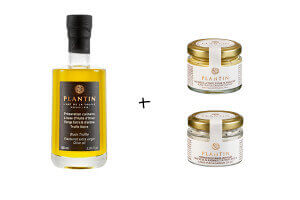 Coffret cadeau Plantin Apéritif autour de la truffe huile d'olives à la truffe noire + 2 verrines