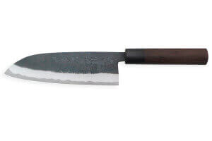 Couteau santoku japonais artisanal Nishida Shirogami 18cm