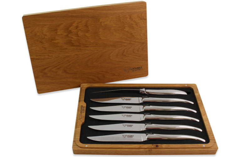 Prestige box of 6 Douk-Douk table knives with wood handle