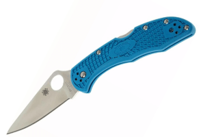 Couteau pliant Spyderco Delica 4 C11FPBL en nylon/fibre de verre bleu 10,8cm
