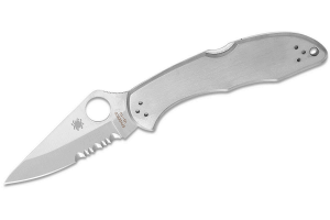 Couteau pliant Spyderco Delica 4 C11PS lame semi-dentée manche inox 10,7cm