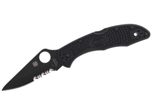 Couteau pliant Spyderco Delica 4 C11PSBBK semi denté manche nylon/fibre de verre noir 10,8cm