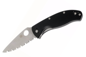 Couteau pliant Spyderco Tenacious C122GS lame dentée manche G10 noir 11,1cm