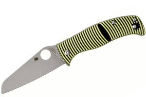 Couteau pliant Spdyerco Caribbean Sheepfoot C217GPSF manche en G10 à rayures noires et jaunes 12,3cm