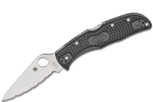 Couteau pliant Spyderco Endela lame dentée C243SBK manche en nylon/fibre de verre noir 11,9cm