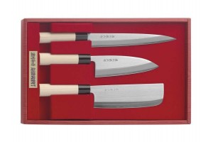 Coffret 3 couteaux japonais Noshumagorokusaku : Nakiri + Deba + Sashimi reconditionné