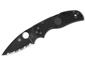 Couteau pliant Spyderco Native 5 C41SBBK5 lame dentée manche en nylon/fibre de verre noir 10,2cm
