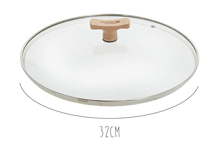 Couvercle en verre bomb&eacute; universel De Buyer pontet en bois