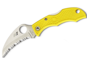 Couteau pliant Spyderco Ladybug 3 LYLS3HB Hawkbill manche en nylon/fibre de verre jaune 6,2cm