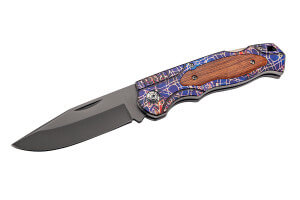 Couteau pliant Herbertz 595413 revêtement titane manche acier à motifs / cocobolo 12,4cm