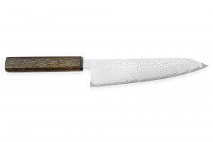 Couteau de chef japonais artisanal Wusaki Unagi AUS10 18cm manche chêne
