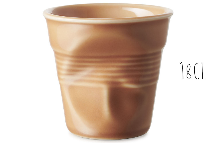 Tasse Revol Cappuccino Froiss&eacute; 18cl en porcelaine Terre de Sienne