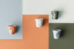 Tasse Revol Cappuccino Froissé 18cl en porcelaine Vert Garrigue