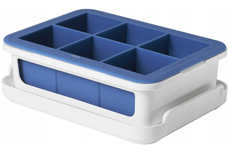 Bac &agrave; gla&ccedil;ons XL OXO en silicone avec couvercle - 18,4x13x3,6cm