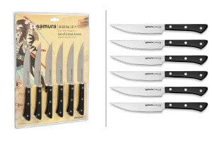 Set de 6 couteaux à steak Samura Harakiri lames dentées 12,5cm inox AUS8