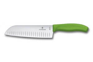 Couteau Santoku lame alvéolée inox 17cm manche vert Victorinox 6.8526.17L4