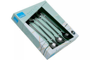 Coffret de 6 cuillères mazagran Amefa Austin inox revêtement coloré