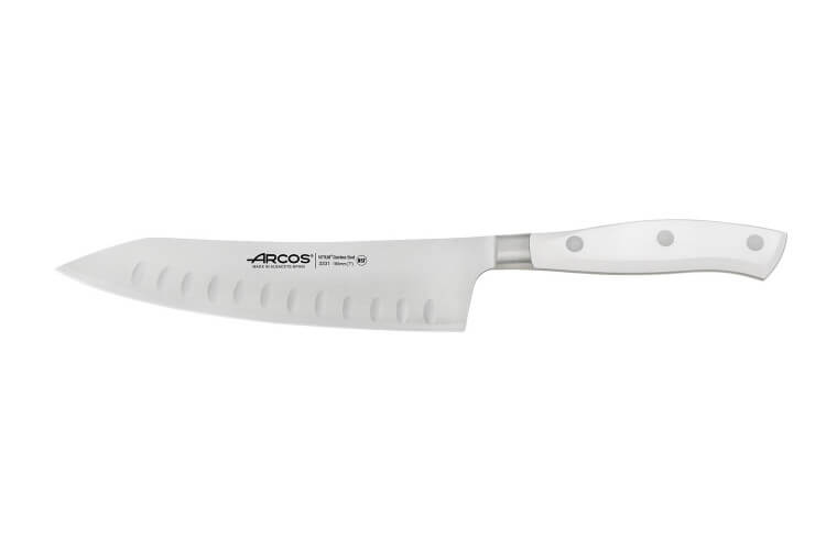Couteau rocking santoku forgé Riviera White Arcos lame alvéolée 18cm
