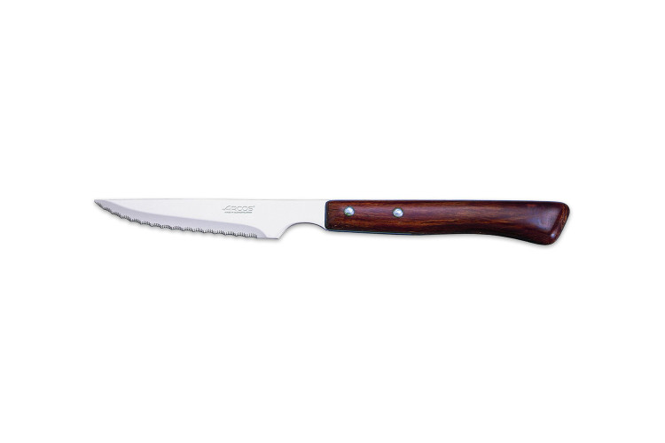 Couteau &agrave; steak Arcos manche bois lame crant&eacute;e 11cm