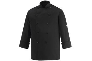 Veste de cuisine unisexe Egochef Safety noire polyester et coton à manches longues