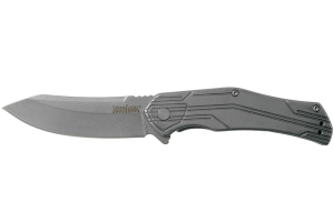 Couteau pliant Kershaw Husker KS.1380 manche en acier inox à motif industriel 9,9cm