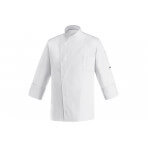 Veste de cuisine unisexe Egochef Cheap Air Plus blanche polyester et coton à manches longues
