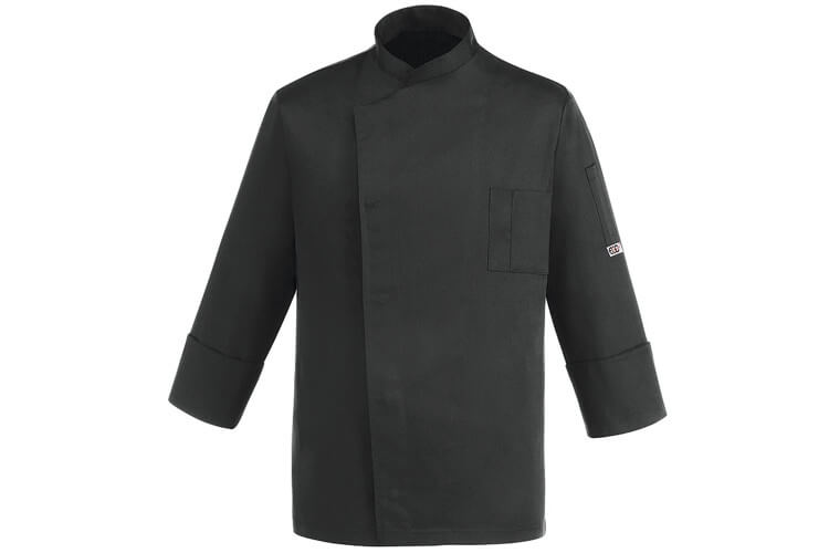 Veste de cuisine unisexe Egochef Cheap Air Plus noire polyester et coton à manches longues
