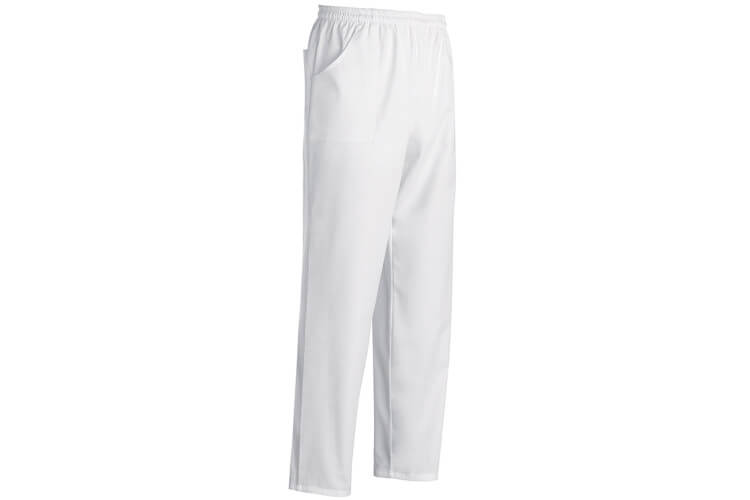 Pantalon de cuisine unisexe Egochef Coulisse blanc 100% coton à poches