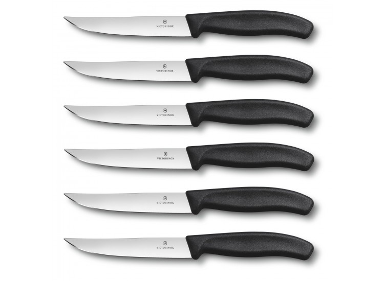 6 Couteaux à steak Victorinox lame 12cm manche noir