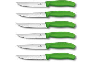 6 Couteaux à steak Victorinox lame crantée 12cm manche vert