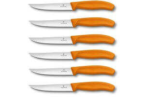 6 Couteaux à steak Victorinox lame crantée 12cm manche orange