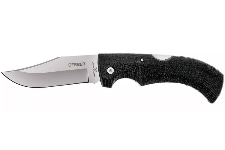 Couteau pliant Gerber Gator GE003660 manche en nylon/fibres de verre noir 12cm motif alligator + Étui