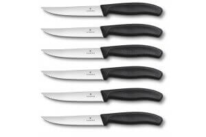 6 Couteaux à steak Victorinox lame crantée 12cm manche noir