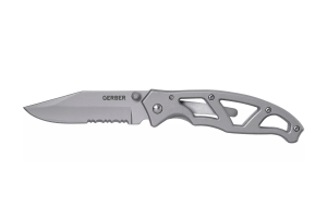 Couteau pliant Gerber Paraframe GE04844 semi-denté manche squelette en acier gris