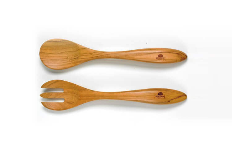 Couverts à salade Bérard Terra faits main en olivier 31,5cm