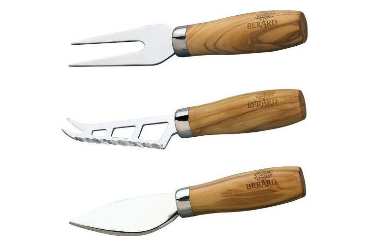 Set de 3 ustensiles &agrave; fromage B&eacute;rard fait main en olivier