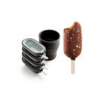 Set de 4 moules à glace Lékué Classic Creamy + pot à glace en silicone noir