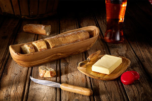 Panière à pain Bérard faite main en olivier qualité artisanale 35cm
